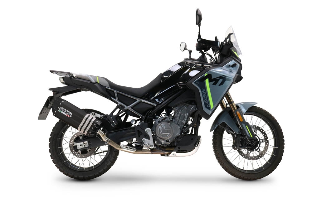 GPR escape compatible con  Cf Moto 450 MT 2024-2025, Hyper Sonic Black Titanium, Escape completo racing, incluyendo colector y db killer desmontable, sin homologación 