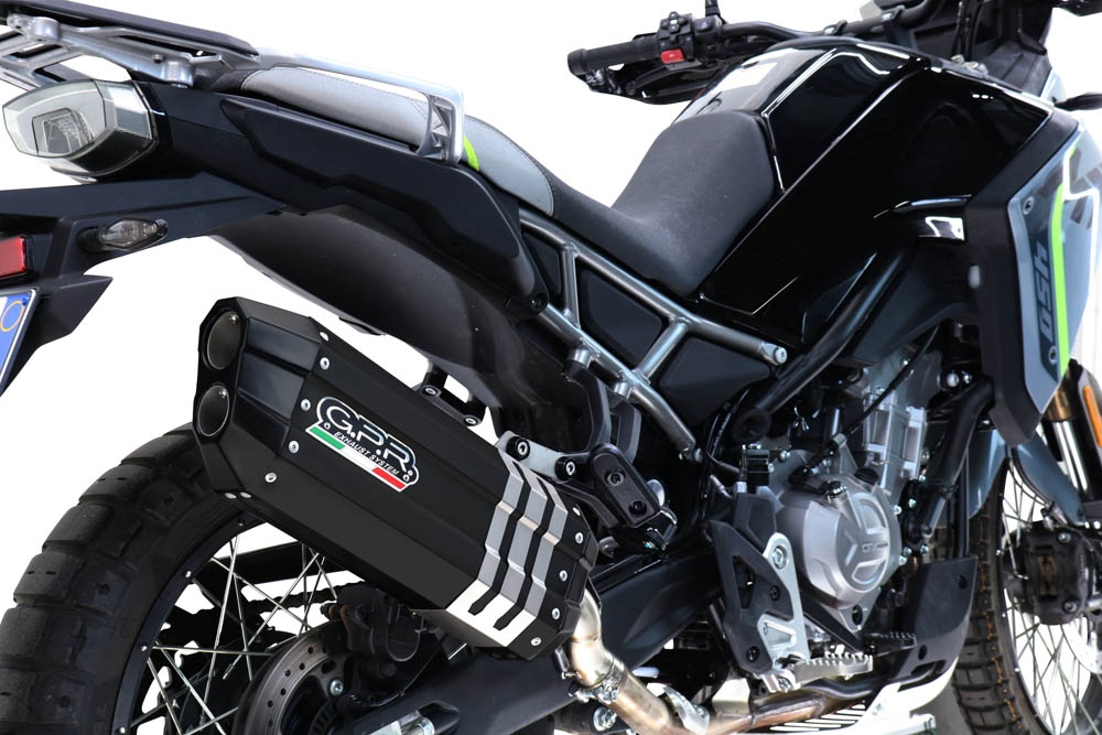 GPR escape compatible con  Cf Moto 450 MT 2024-2025, Hyper Sonic Black Titanium, Escape completo racing, incluyendo colector y db killer desmontable, sin homologación 