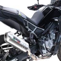 GPR escape compatible con  Cf Moto 450 MT 2024-2025, Satinox , Escape legal, homologado, silenciador con db killer desmontable y tubo de conexión específico 