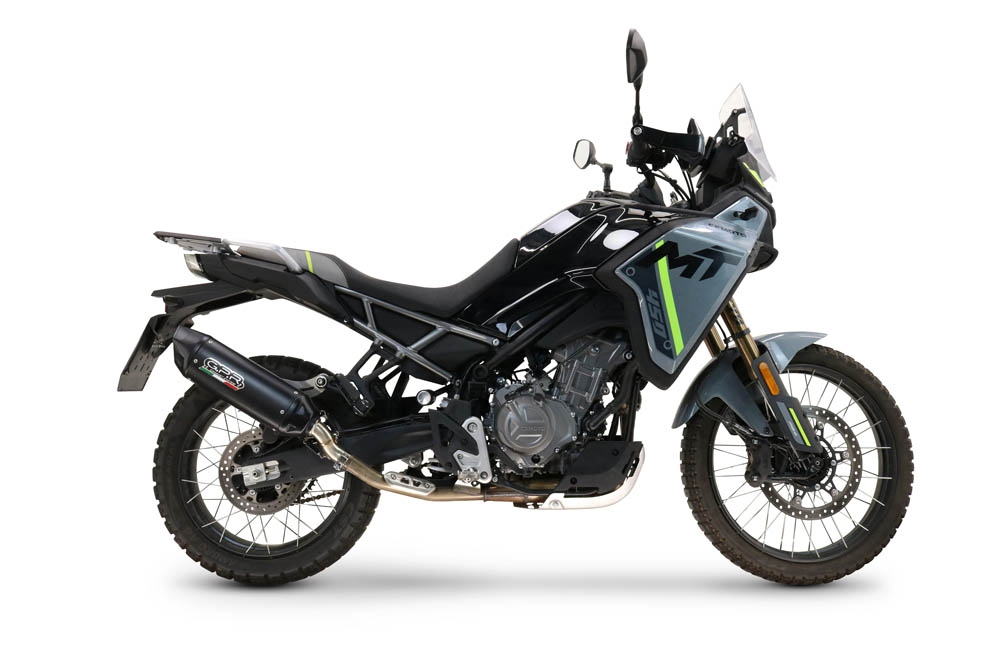 GPR escape compatible con  Cf Moto 450 MT 2024-2025, Furore-X Titanio Nero, Escape legal, homologado, silenciador con db killer desmontable y tubo de conexión específico 