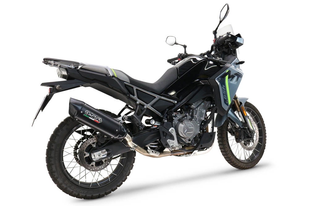 GPR escape compatible con  Cf Moto 450 MT 2024-2025, Furore-X Titanio Nero, Escape legal, homologado, silenciador con db killer desmontable y tubo de conexión específico 