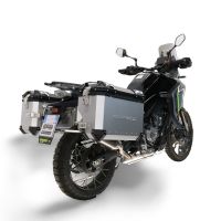 GPR TECH compatible con  Cf Moto 450MT 2023/2025 Euro5 Plus Par de maletas laterales en aluminio con lado derecho contorneado, color plata con portaequipajes específico Capacidad 38 LT. + 32 LT.
