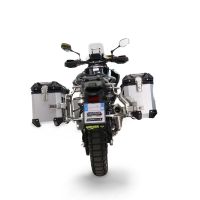 GPR TECH compatible con  Cf Moto 450MT 2023/2025 Euro5 Plus Par de maletas laterales en aluminio con lado derecho contorneado, color plata con portaequipajes específico Capacidad 38 LT. + 32 LT.