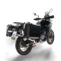 GPR TECH compatible con  Cf Moto 450MT 2023/2025 Euro5 Plus Par de maletas laterales en aluminio con lado derecho contorneado, color negro con portaequipajes específico Capacidad 38 LT. + 32 LT.