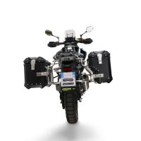 GPR TECH compatible con  Cf Moto 450MT 2023/2025 Euro5 Plus Par de maletas laterales en aluminio con lado derecho contorneado, color negro con portaequipajes específico Capacidad 38 LT. + 32 LT.