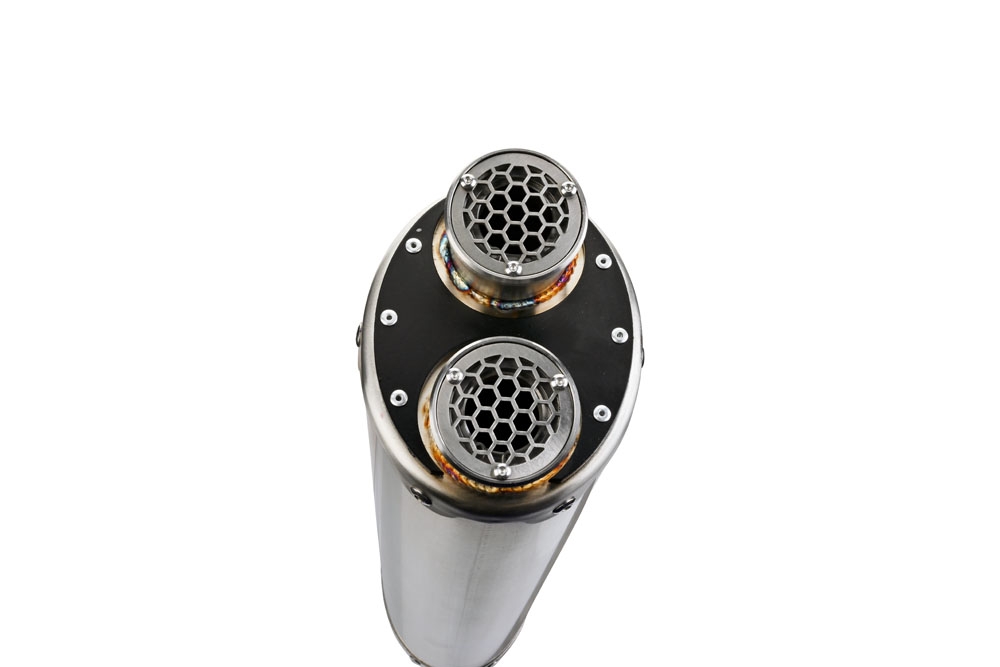 Escape compatible con Aprilia Tuareg 660 2021-2024, Dual Inox, Escape legal, homologado, silenciador con db killer desmontable y tubo de conexión específico 
