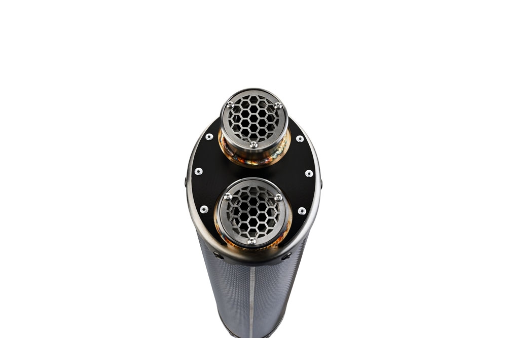 Escape compatible con Ktm Duke 790 2021-2024, Dual Poppy, Escape legal, homologado, silenciador con db killer desmontable y tubo de conexión específico 