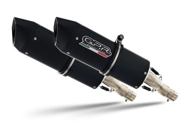 Escape compatible con Suzuki V-Strom Dl 1000 2002-2013, Furore Nero, Par de terminales de escape homologados, con db killer extraíble, catalizadores y tubo de conexión específico 