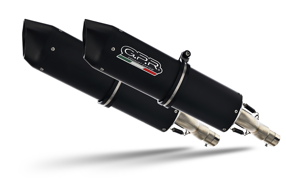 Escape compatible con Ktm Lc4 Smc 625 2005-2006, Furore Nero, Par de terminales de escape homologados, con db killer extraíbles y tubos de conexión específicos 