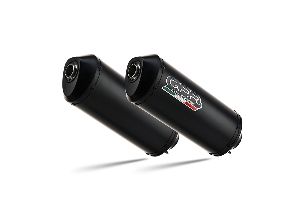Escape compatible con Yamaha Bt Bulldog 1100 2002-2007, Ghisa , Par de terminales de escape homologados, con db killer extraíble, catalizadores y tubo de conexión específico 