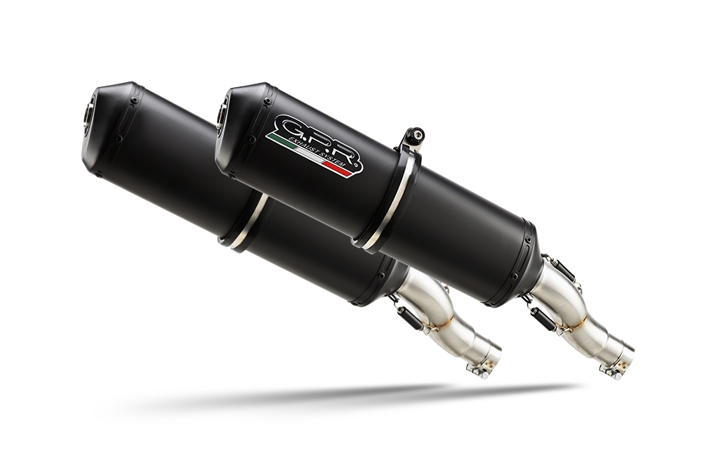 Escape compatible con Yamaha Bt Bulldog 1100 2002-2007, Ghisa , Par de terminales de escape homologados, con db killer extraíble, catalizadores y tubo de conexión específico 