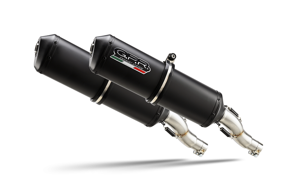 Escape compatible con Yamaha Bt Bulldog 1100 2002-2007, Ghisa , Par de terminales de escape homologados, con db killer extraíble, catalizadores y tubo de conexión específico 