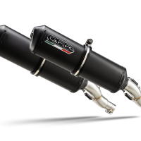 Escape compatible con Yamaha Bt Bulldog 1100 2002-2007, Ghisa , Par de terminales de escape homologados, con db killer extraíble, catalizadores y tubo de conexión específico 