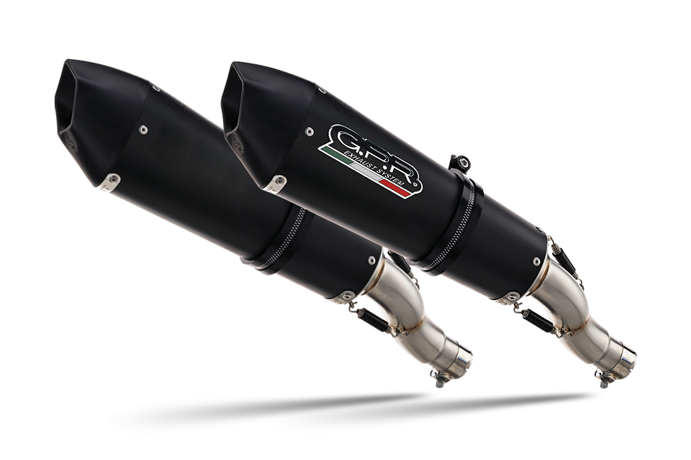Escape compatible con Ducati Multistrada 620 2005-2007, Gpe Ann. Black titanium, Par de terminales de escape homologados, con db killer extraíbles y tubos de conexión específicos 