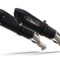 Escape compatible con Ducati Monster 696 2008-2014, Gpe Ann. Black titanium, Par de terminales de escape homologados, con db killer extraíbles y tubos de conexión específicos 