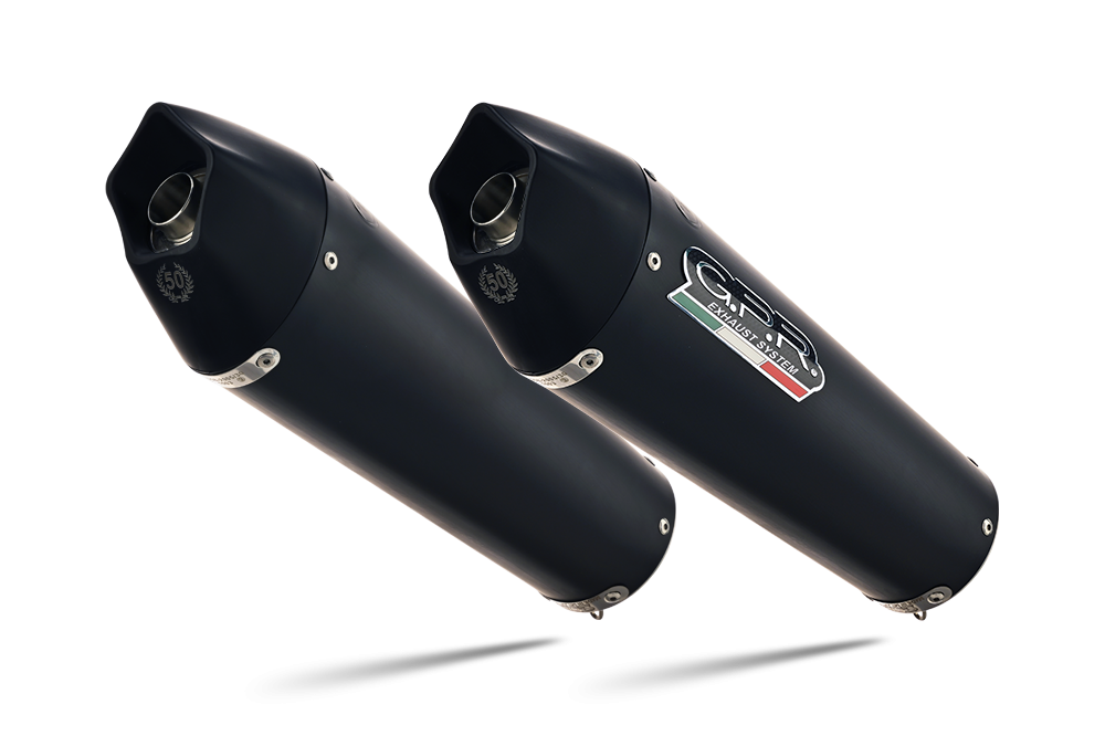 Escape compatible con Ducati Multistrada 620 2005-2007, Gpe Ann. Black titanium, Par de terminales de escape homologados, con db killer extraíbles y tubos de conexión específicos 