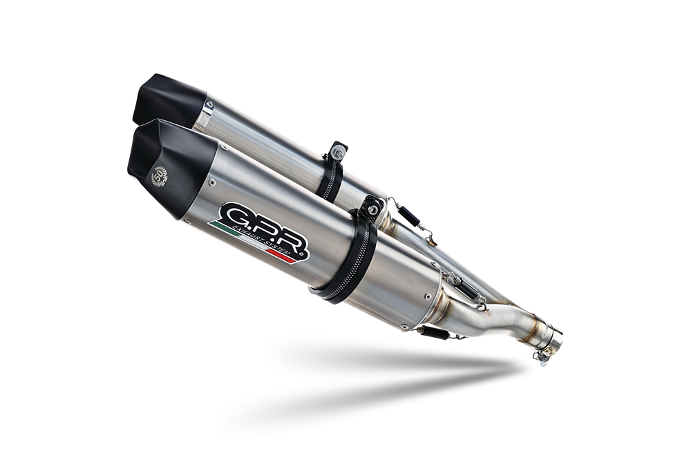 Escape compatible con Aprilia Shiver 900 2017-2020, GP Evo4 Titanium, Par de terminales de escape homologados, con db killer extraíbles y tubos de conexión específicos 