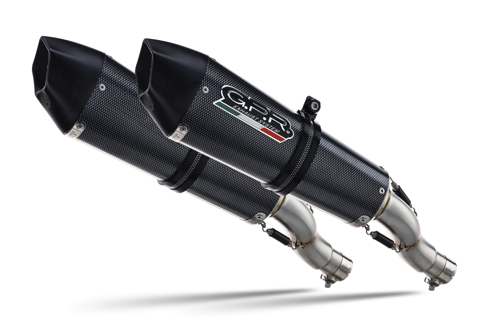 Escape compatible con Aprilia Shiver 900 2017-2020, GP Evo4 Poppy, Par de terminales de escape homologados, con db killer extraíbles y tubos de conexión específicos 