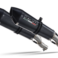 Escape compatible con Aprilia Shiver 900 2017-2020, GP Evo4 Poppy, Par de terminales de escape homologados, con db killer extraíbles y tubos de conexión específicos 