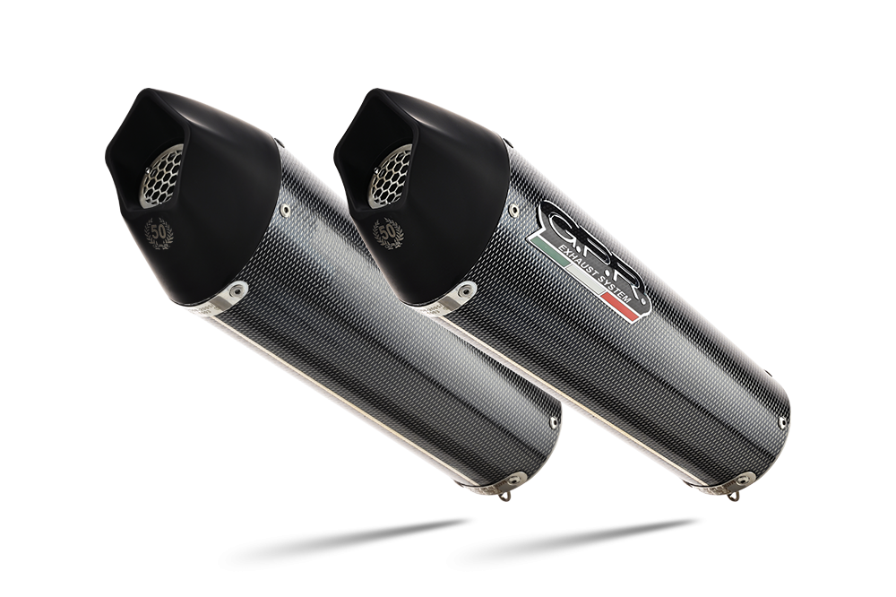 Escape compatible con Aprilia Shiver 900 2017-2020, GP Evo4 Poppy, Par de terminales de escape homologados, con db killer extraíbles y tubos de conexión específicos 