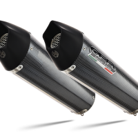 Escape compatible con Aprilia Shiver 900 2017-2020, GP Evo4 Poppy, Par de terminales de escape homologados, con db killer extraíbles y tubos de conexión específicos 