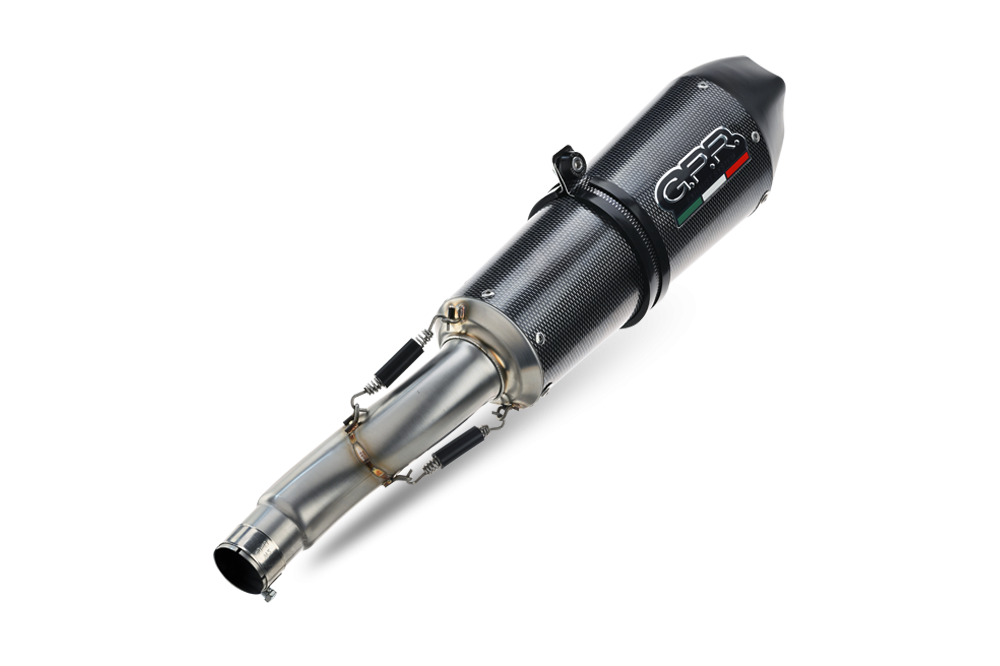 Escape compatible con Aprilia Shiver 900 2017-2020, GP Evo4 Poppy, Par de terminales de escape homologados, con db killer extraíbles y tubos de conexión específicos 