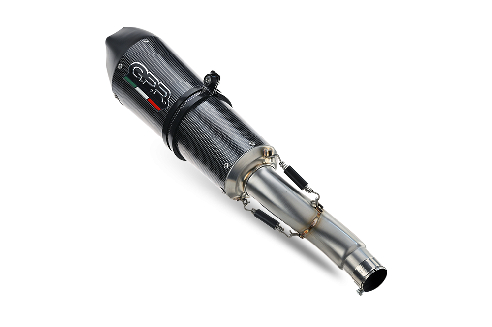 Escape compatible con Aprilia Shiver 900 2017-2020, GP Evo4 Poppy, Par de terminales de escape homologados, con db killer extraíbles y tubos de conexión específicos 