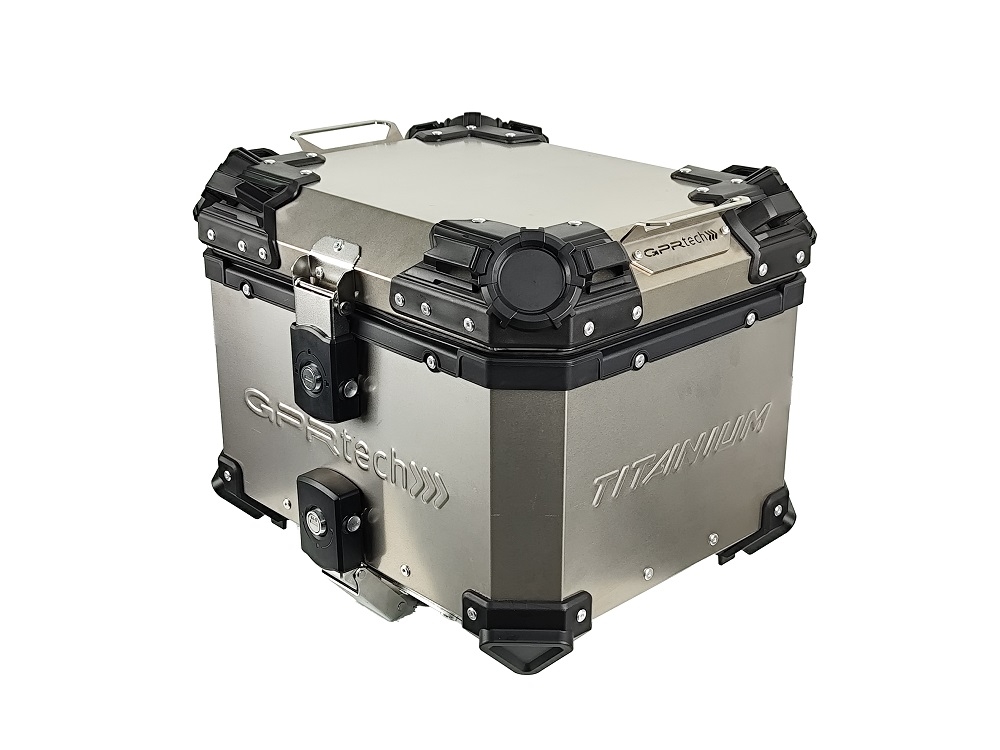 GPR TECH BAUL ALPI-TECH 35 LT. Baúl superior Top Case de Titanio color natural con placa universal incluida Capacidad Litros 35