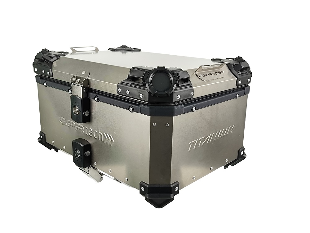 GPR TECH BAUL ALPI-TECH 55 LT. Baúl superior Top Case de Titanio color natural con placa universal incluida Capacidad Litros 55