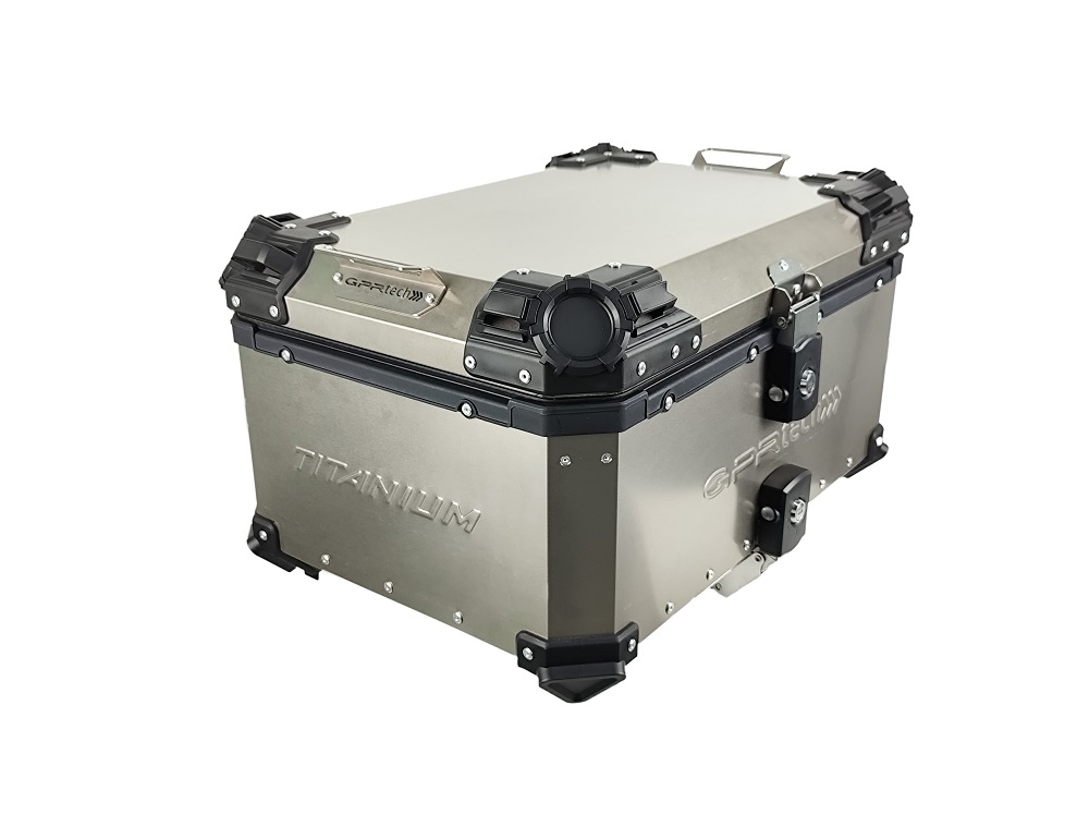 GPR TECH BAUL ALPI-TECH 55 LT. Baúl superior Top Case de Titanio color natural con placa universal incluida Capacidad Litros 55