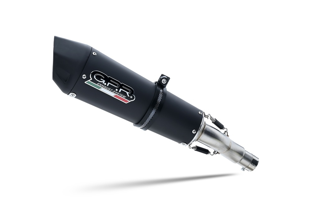GPR escape compatible con  Triumph Daytona 660 2023-2025, New Grand Prix Evo Black Titanium, Escape completo homologado y legal,con catalizador incluido db killer extraíble 