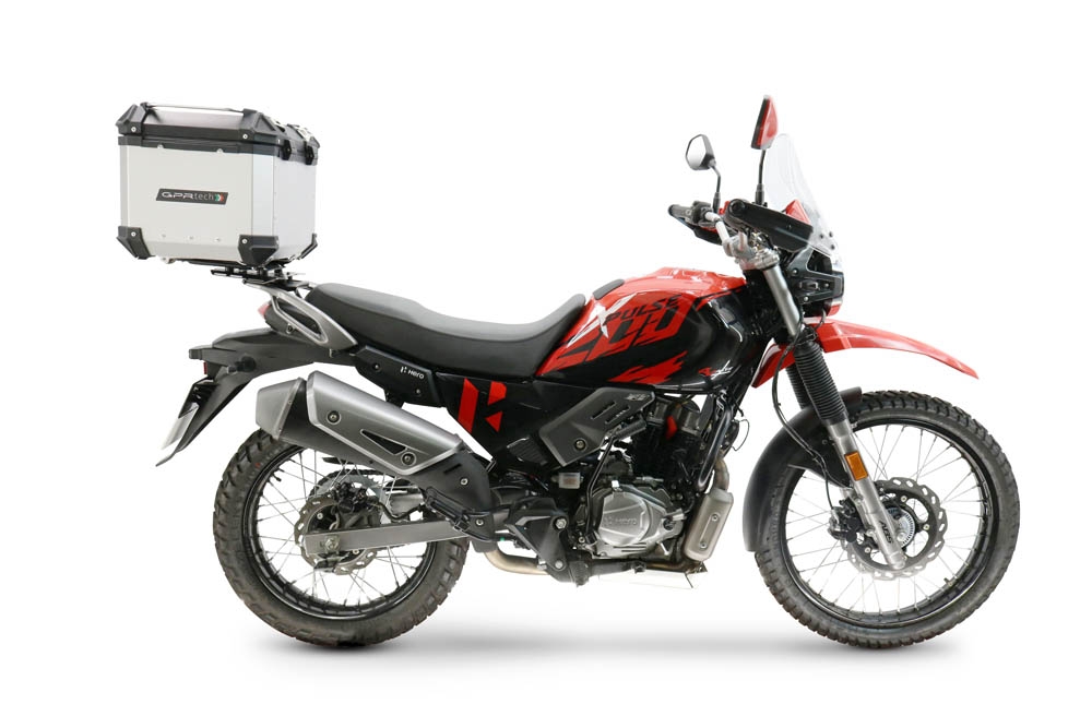 Baúl GPR TECH compatible con  Hero Xpulse 200 4V 2025/2026 E5 plus Baúl Alpi-Tech en aluminio color plata con placa específica incluida Capacidad Litros 35