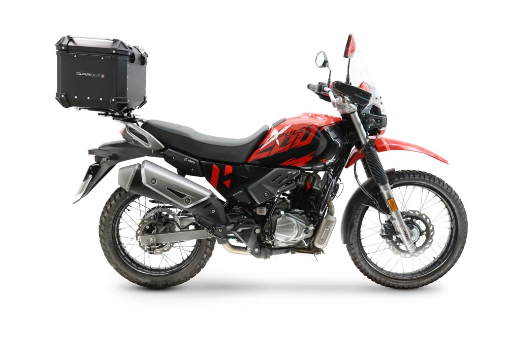 Baúl GPR TECH compatible con  Hero Xpulse 200 BS6 4V 2021/2024 E5 Baúl Alpi-Tech en aluminio, color negro con placa específica incluida Capacidad Litros 35