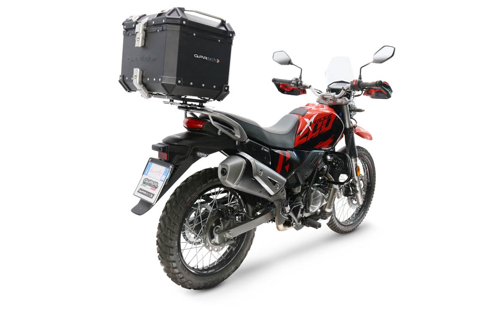 Baúl GPR TECH compatible con  Hero Xpulse 200 BS6 4V 2021/2024 E5 Baúl Alpi-Tech en aluminio, color negro con placa específica incluida Capacidad Litros 35