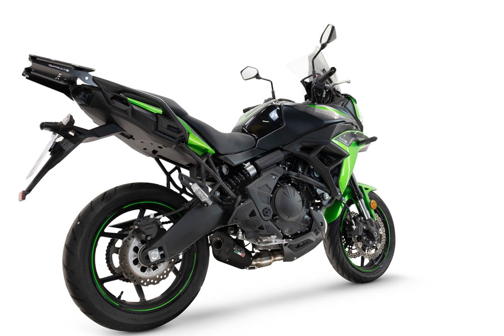 Escape compatible con Kawasaki Versys 650 2023-2025, GP-Revo Black Titanium, Escape linea completa racing, con db killer extraíble 