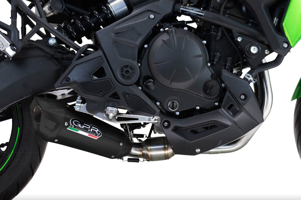 Escape compatible con Kawasaki Versys 650 2023-2025, GP-Revo Black Titanium, Escape linea completa racing, con db killer extraíble 