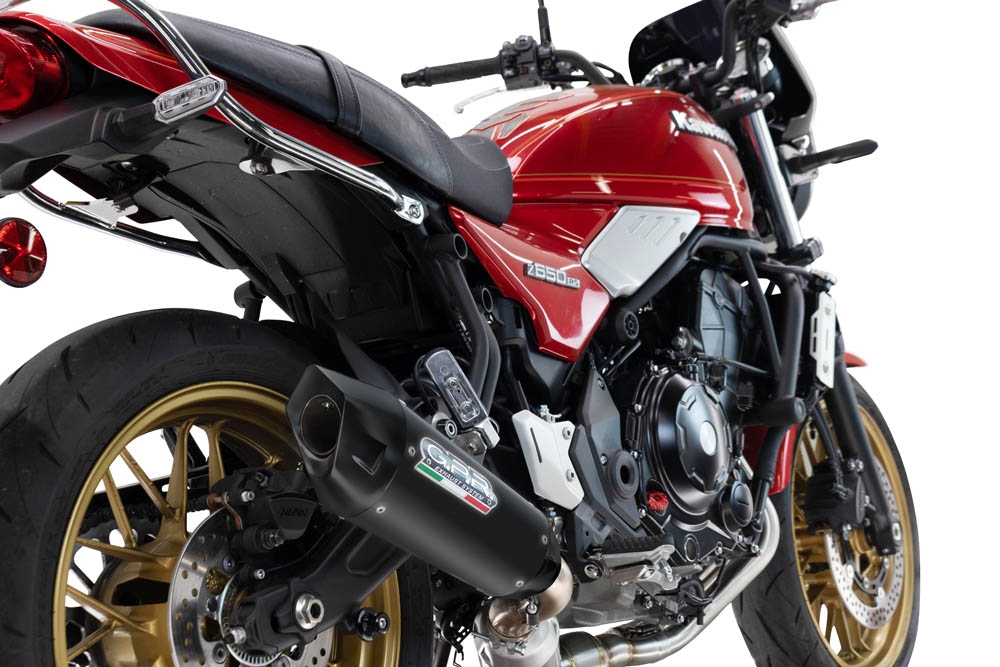 Escape compatible con Kawasaki Z 650 RS 2024-2025, GP-Revo Black Titanium, Silenciador homologado para ruido, escape completo con catalizador y db killer 