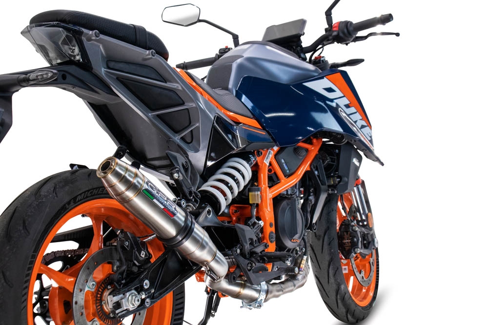 Escape compatible con Ktm Duke 250 2024-2025, Deeptone Inox, Escape legal, homologado, silenciador con db killer desmontable y tubo de conexión específico 