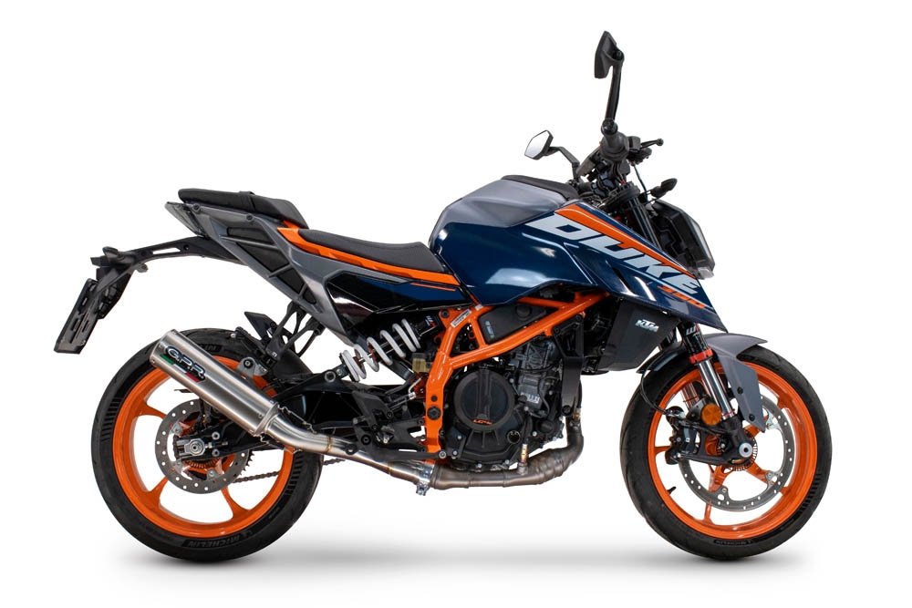 Escape compatible con Ktm Duke 250 2024-2025, M3 Inox , Escape legal, homologado, silenciador con db killer desmontable y tubo de conexión específico 