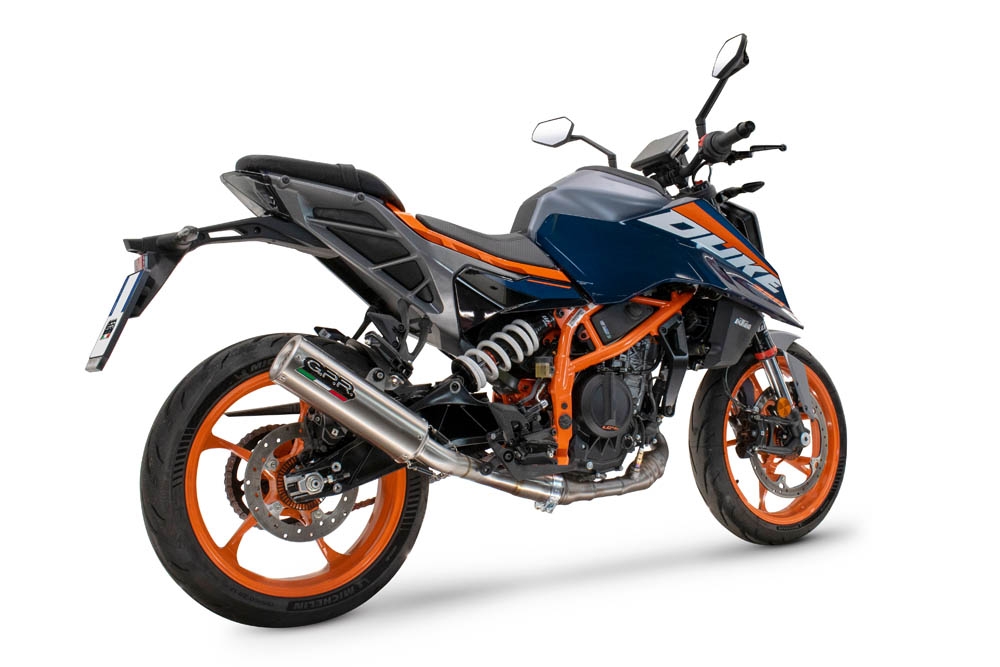 Escape compatible con Ktm Duke 250 2024-2025, M3 Inox , Escape legal, homologado, silenciador con db killer desmontable y tubo de conexión específico 