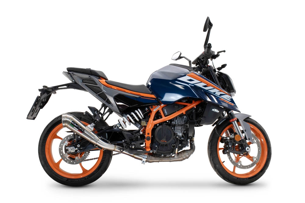 Escape compatible con Ktm Duke 390 2024-2025, Powercone Evo, Escape legal, homologado, silenciador con db killer desmontable y tubo de conexión específico 