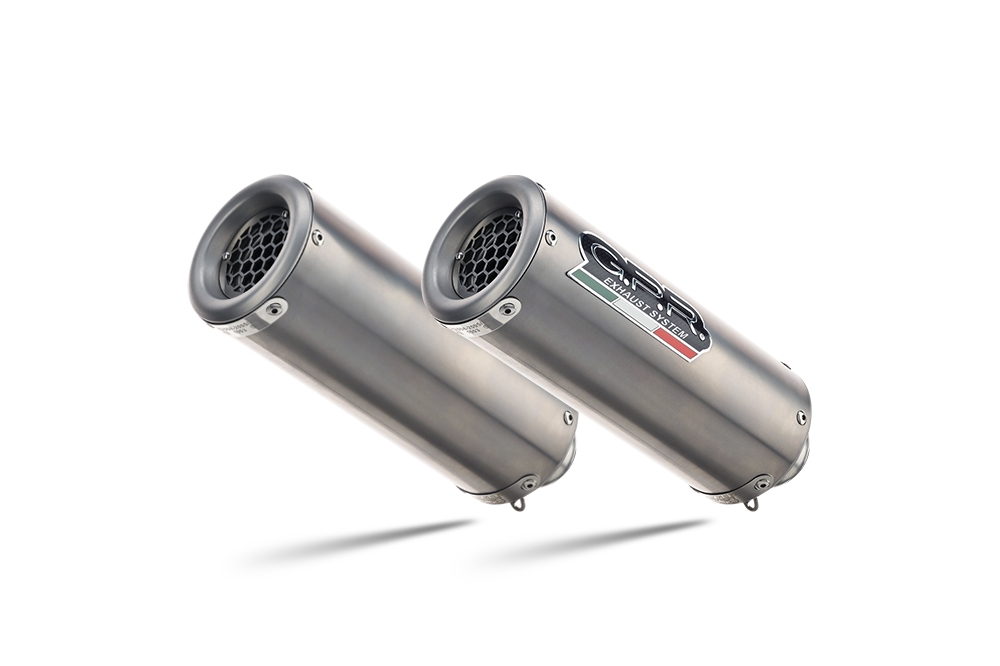 Escape compatible con Ducati Monster 696 2008-2014, M3 Titanium Natural, Par de terminales de escape homologados, con db killer extraíbles y tubos de conexión específicos 