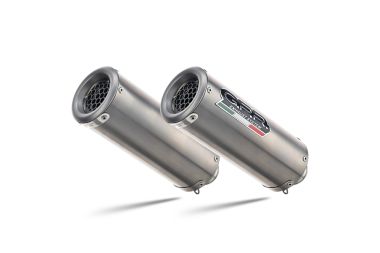 Escape compatible con Ducati Monster 696 2008-2014, M3 Titanium Natural, Par de terminales de escape homologados, con db killer extraíble, catalizadores y tubo de conexión específico 