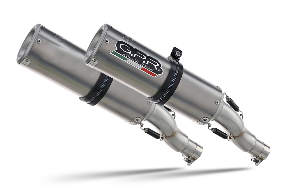 Escape compatible con Honda Vfr 800 V-Tec 2002-2013, M3 Titanium Natural, Par de terminales de escape homologados, con db killer extraíbles y tubos de conexión específicos 