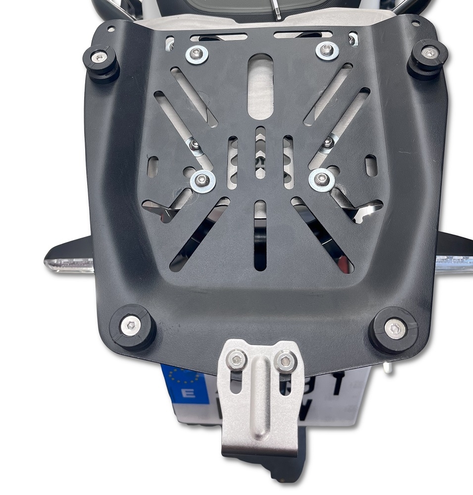 Baúl GPR TECH compatible con  Royal Enfield Himalayan 450 2024/2025 e5 Plus Baúl Alpi-Tech en aluminio color plata con placa específica incluida Capacidad Litros 26