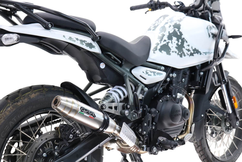 GPR escape compatible con  Royal Enfield Himalayan 450  2024-2025, Deeptone Inox, Escape legal, homologado, silenciador con db killer desmontable y tubo de conexión específico 