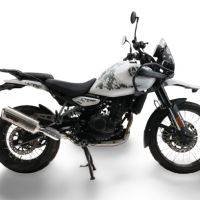 Escape compatible con Royal Enfield Guerrilla 450 2024-2025, Satinox, Escape legal, homologado, silenciador con db killer desmontable y tubo de conexión específico 