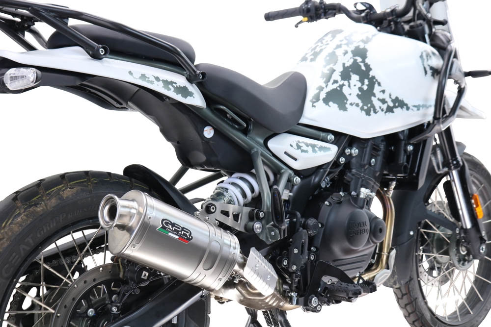 GPR escape compatible con  Royal Enfield Guerrilla 450  2024-2025, Dune Triovale Titanio, Escape legal, homologado, silenciador con db killer desmontable y tubo de conexión específico 