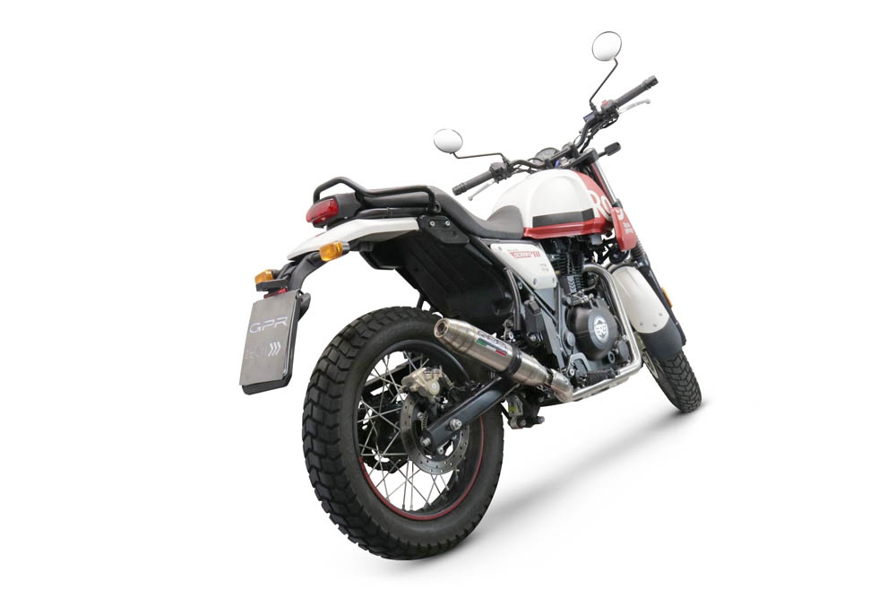 Escape compatible con Royal Enfield Scram 411 2022-2024, Deeptone Inox, Escape racing, silenciador con tubo de conexion, articulo sin homologacion 