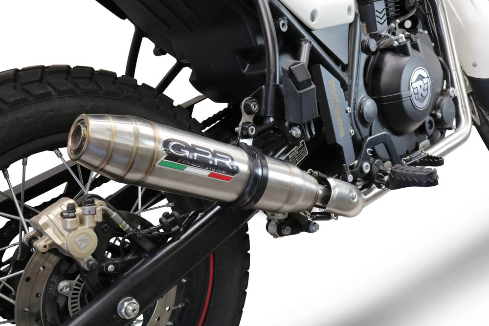 Escape compatible con Royal Enfield Scram 411 2022-2024, Deeptone Inox, Escape racing, silenciador con tubo de conexion, articulo sin homologacion 